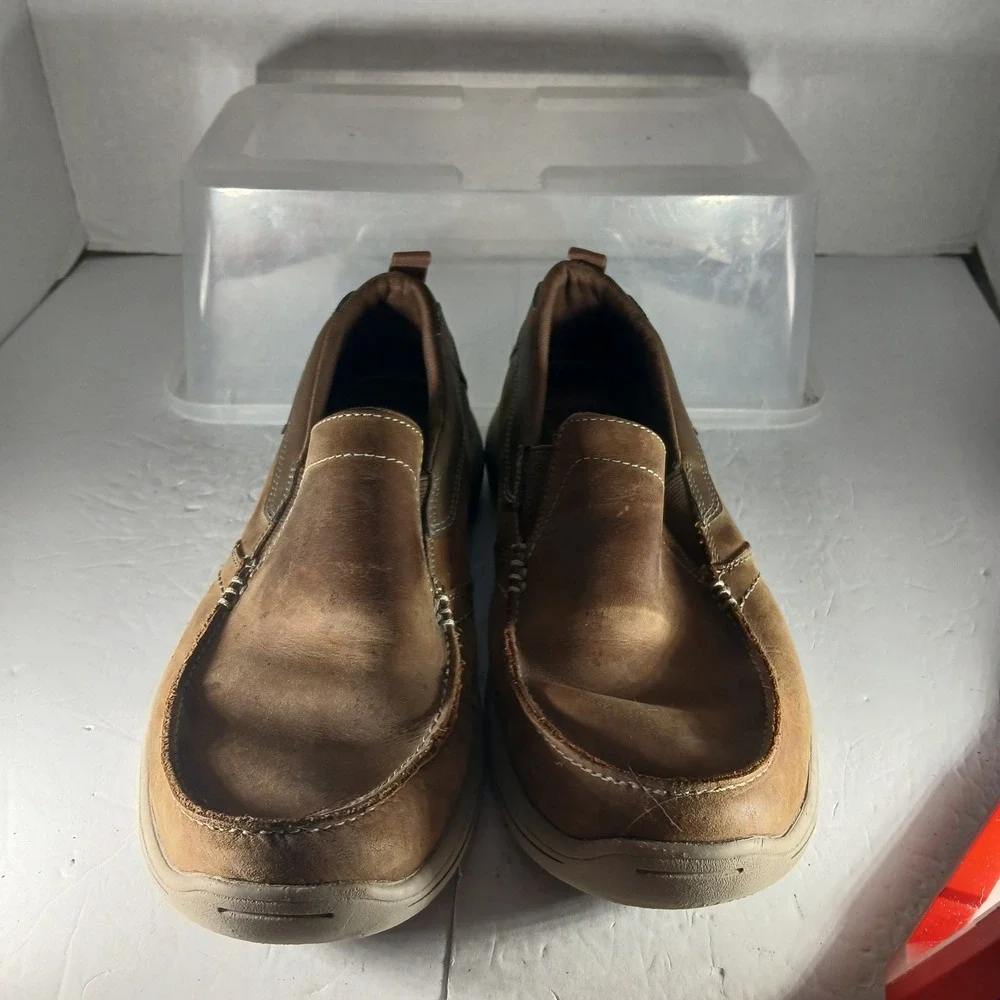 Skechers Relaxed Fit Loafers 7.5 Brown Leather Air-Cooled Memory Foam 64858
